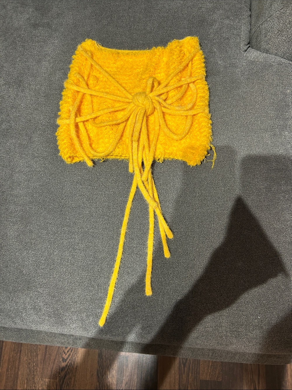 SUMWON-Bright Yellow Knit Tie-Front Skirt-ONE SIZE-very stretchy will fit XS-L